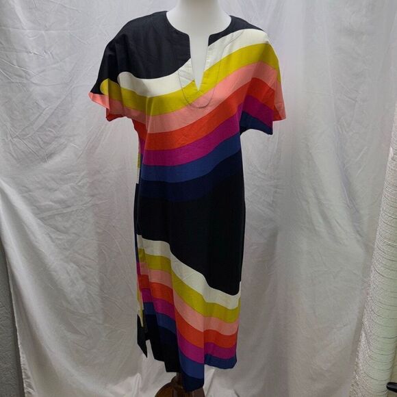 NWT Trina Turk Honolulu Dress Black rainbow Sz XS caftan - Picture 2 of 11